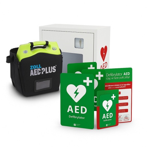 Defibrylator AED Plus z szafką Defibrylator AED Plus z szafką