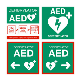 Zestaw tablic informacyjnych AED 4 sztuki